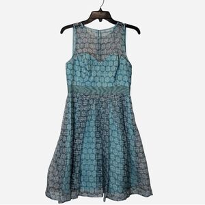 Pre-owned Moulinette Soeurs Teal Lace Mini Dress